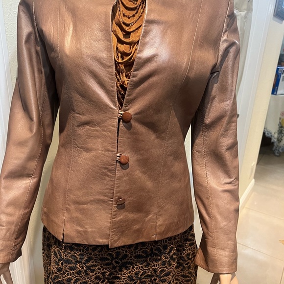 BROWN NAPPA LEATHER JACKET - Picture 3 of 12